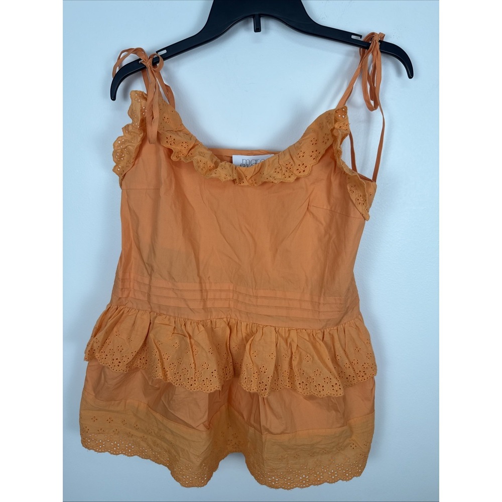 NWT Mare Mare Anthropologie Josephine Orange Cottage Eyelet Ruffle Top XS Boho